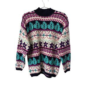 Vintage 90s Classic New England Pullover Sweater Size Medium Floral Deadstock NE